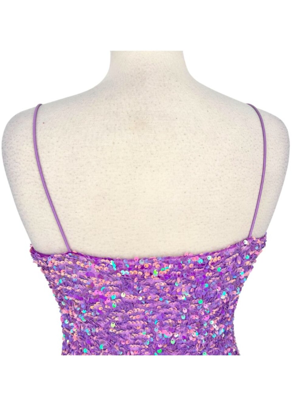 Thirty Thirty Lilac Irridescent Sequin Bodycon Mini Dress Size Medium - Picture 6 of 13